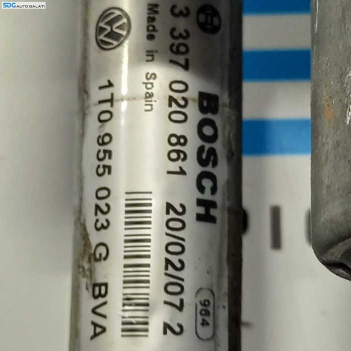 Ansamblu Brat Brate cu Motoras Stergator Stergatoare Stanga Parbriz Volkswagen Touran 2004 - 2010 Cod 1T0955023G 3397020861 1T0955119D 1397220501 [2260]