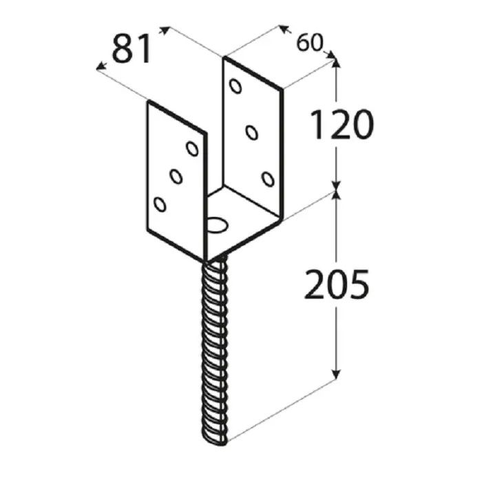 Suport stalp lemn 81mm