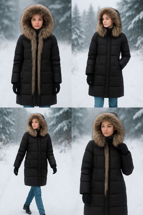Пуховик зимний с мехом