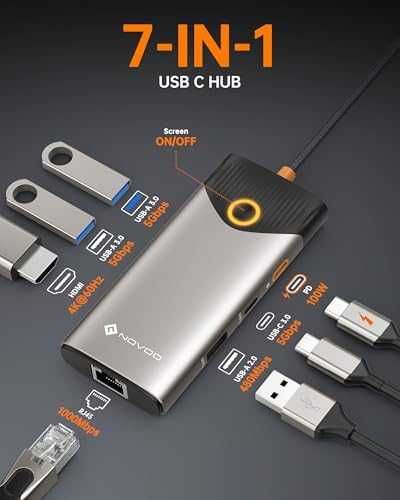 USB-C Хъб 7 в 1 4K HDMI Gigabit Ethernet 100W Зареждане Докинг станция