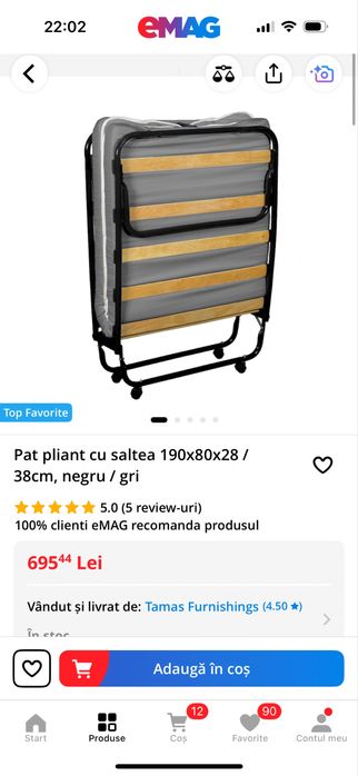 Pat mobil cu saltea inclusa