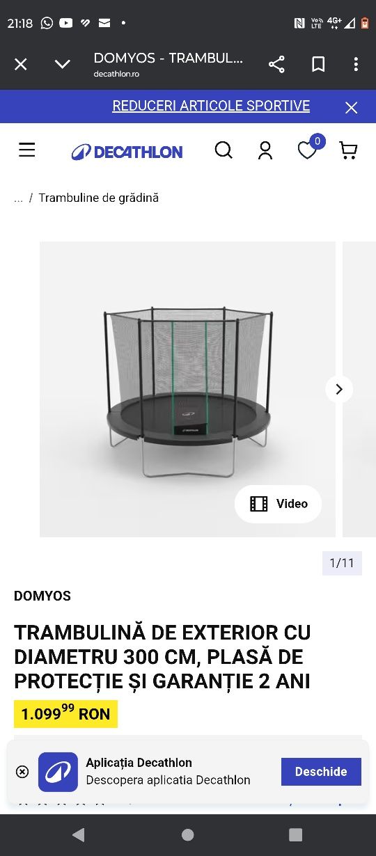 Trambulina copii 305 cm diametrul