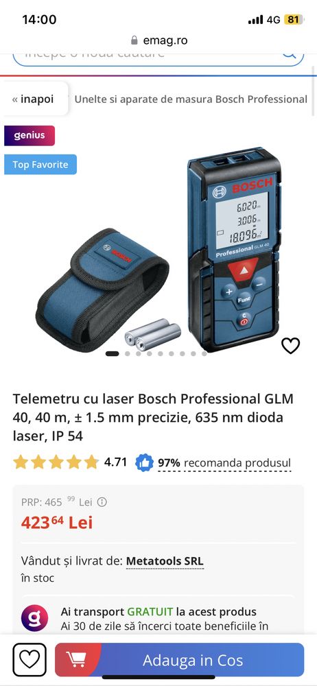 Telemetru Bosch GLM 40