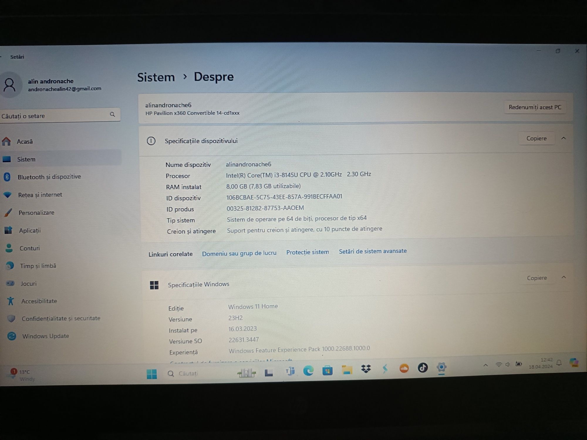 Laptop hp pavilion h&o