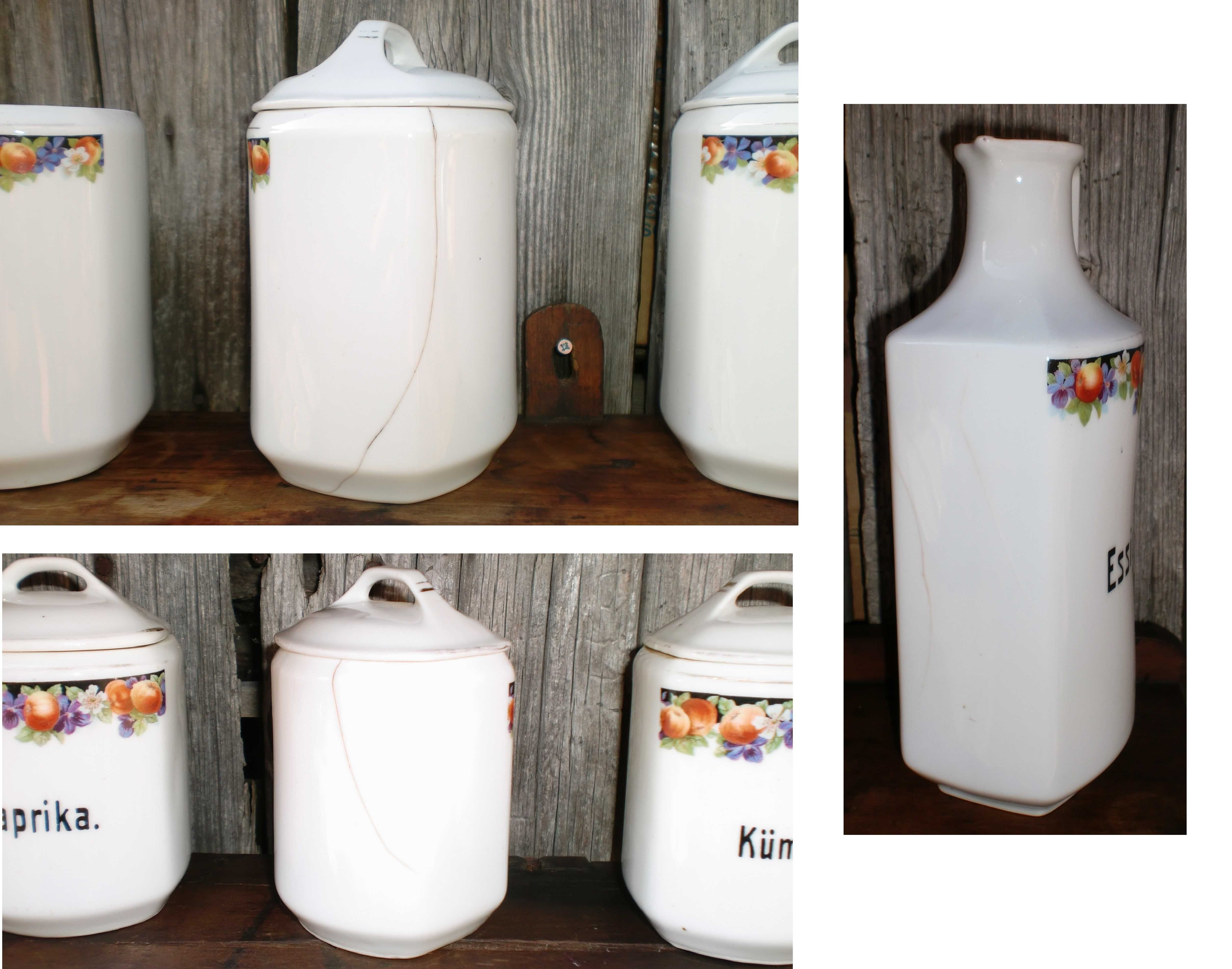 Set vintage bucatarie suport recipiente condimente ceramica portelan