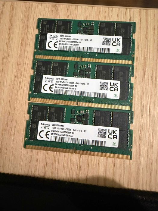 RAM 16GB DDR5, 5600-4800MHz, SODIMM, laptop: Kingston,SKhynix, Samsung