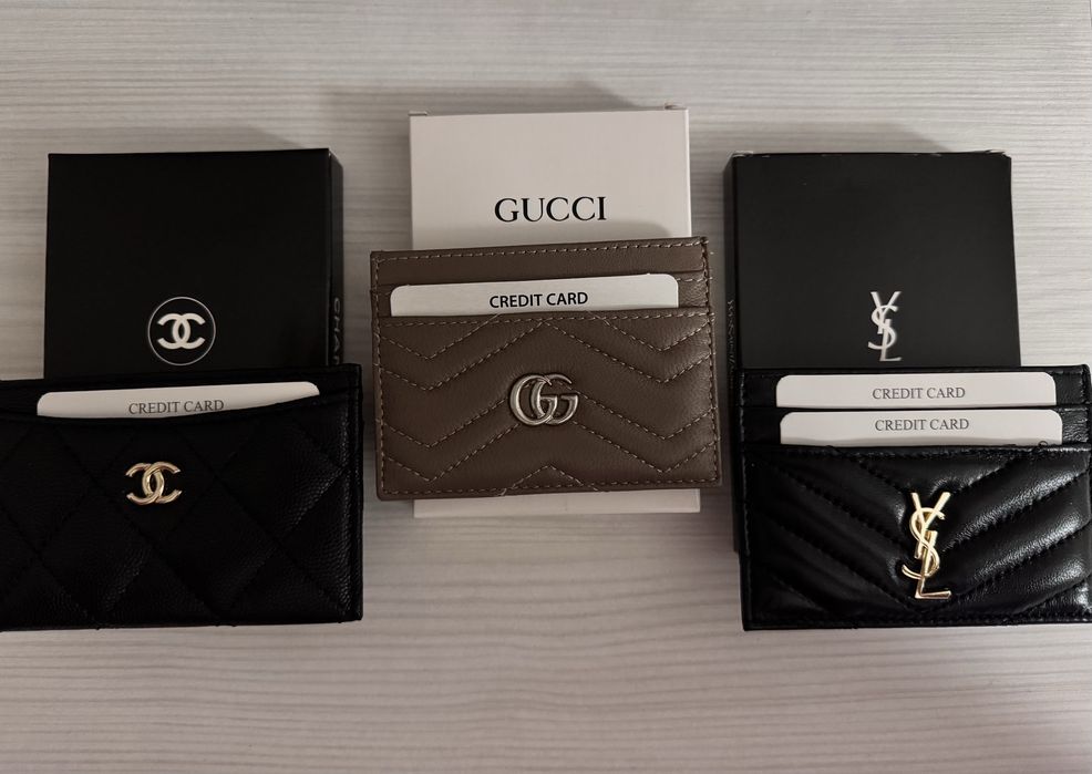 Ест. Кожа Кардхолдъри, cardholder, калъф за документи YSL, Gucci, Chan