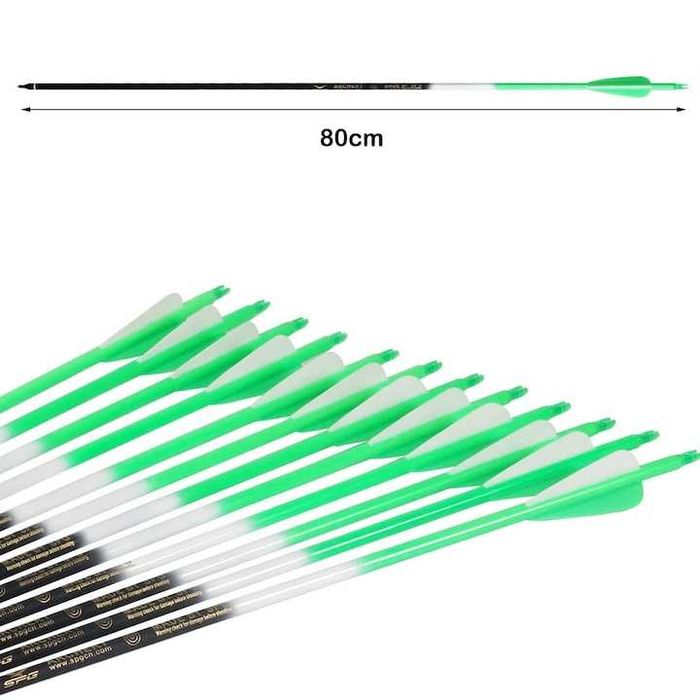 Sageti din carbon de 80cm pentru arcuri,spin 500,cu varf detasabil,noi