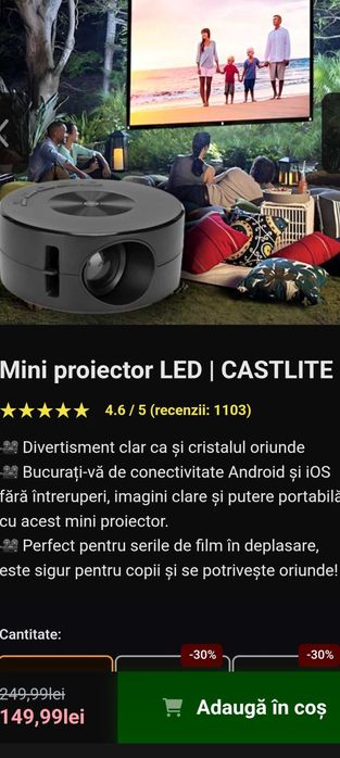 mini videoproiector LED castlite