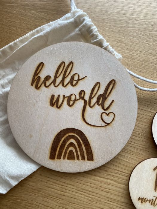 Комплект дървени карти Месечинки и карта Hello world