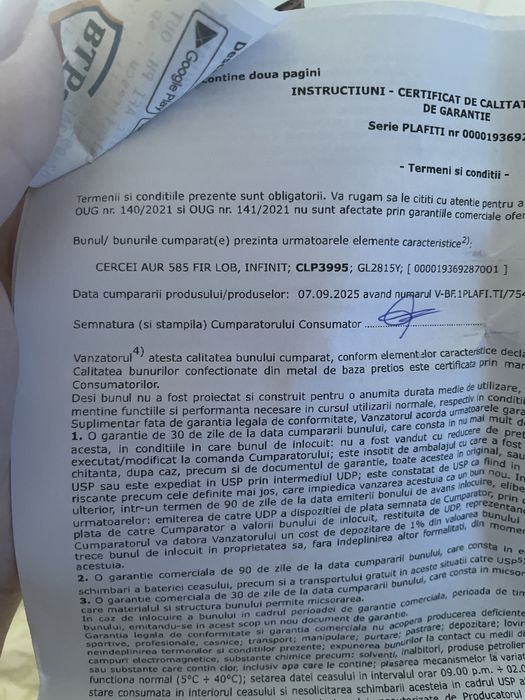 Vand cercei aur 585, cu certificat de garantie