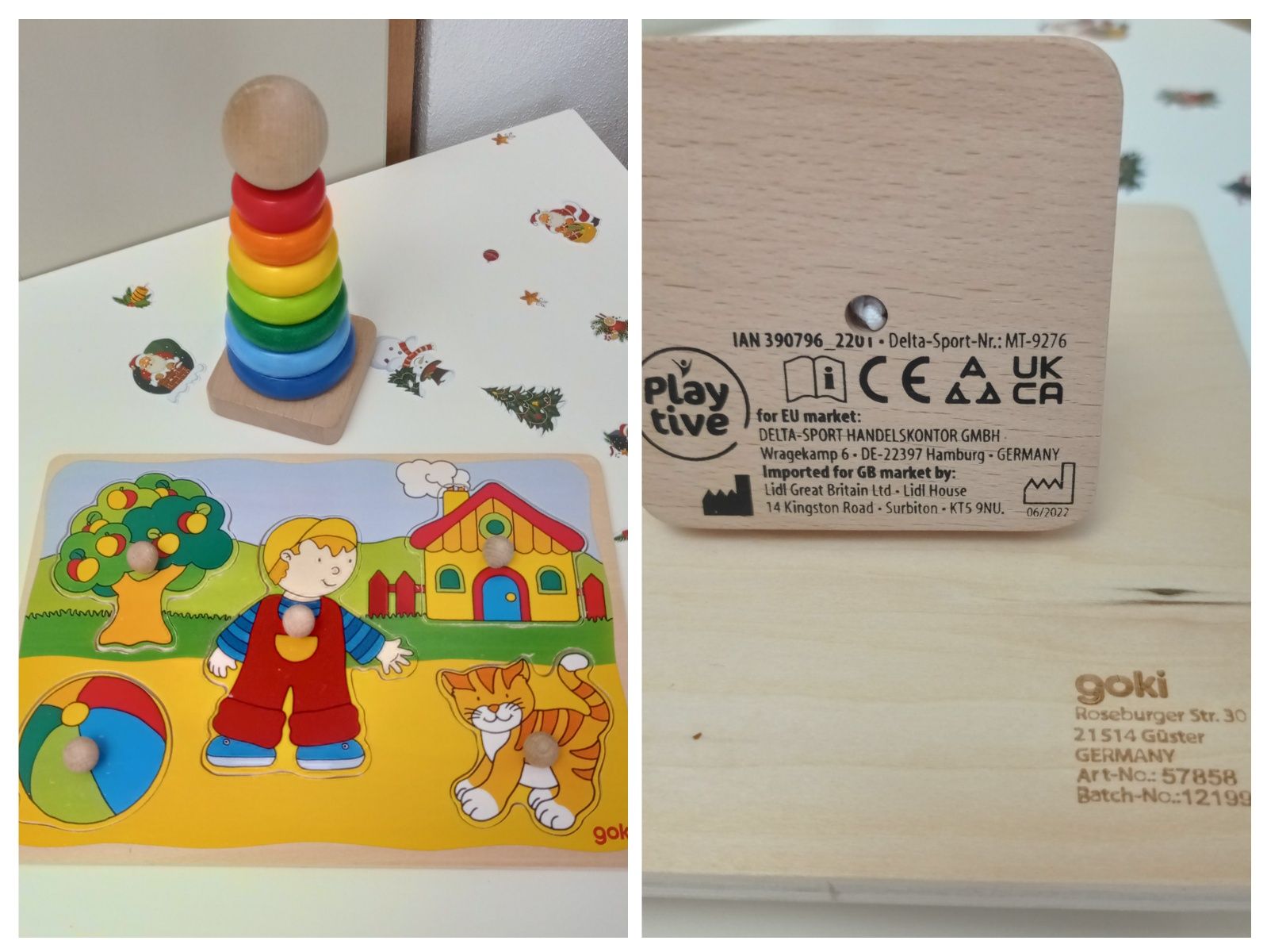 Дървени играчки - кула PlayActive и пъзел Goki