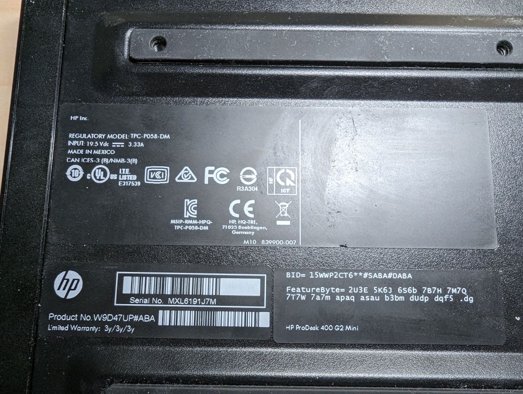 PC Hp Prodesk 400 G2 mini, i5 6500 65W