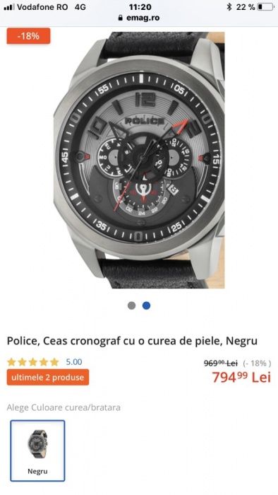Ceas Police nou, factura garantie