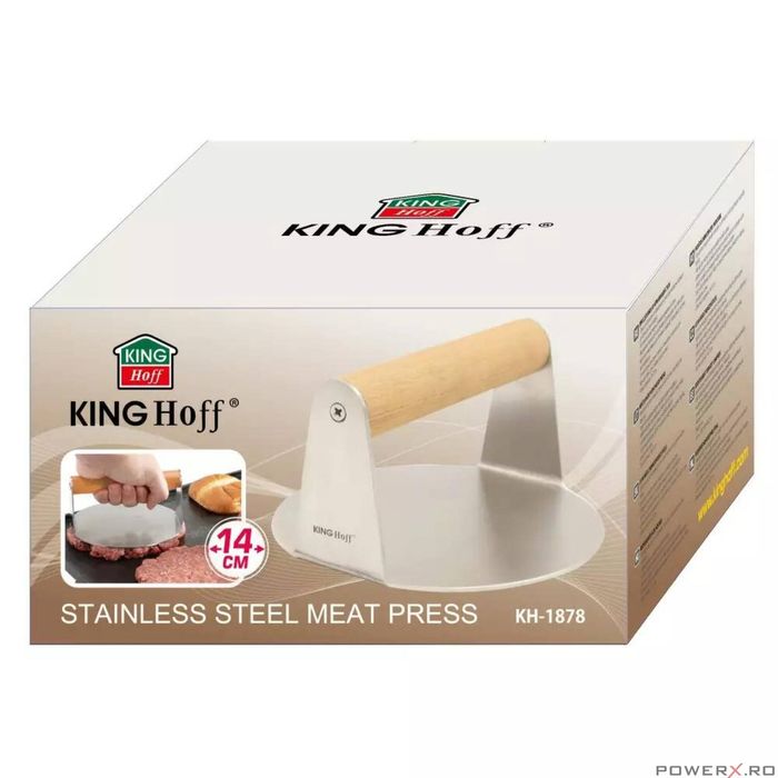 Presa din inox pentru carne de hamburger, diametru 14cm King Hoff
