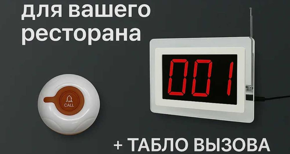 Табло кнопка вызова и часы пэйджеры для официантов