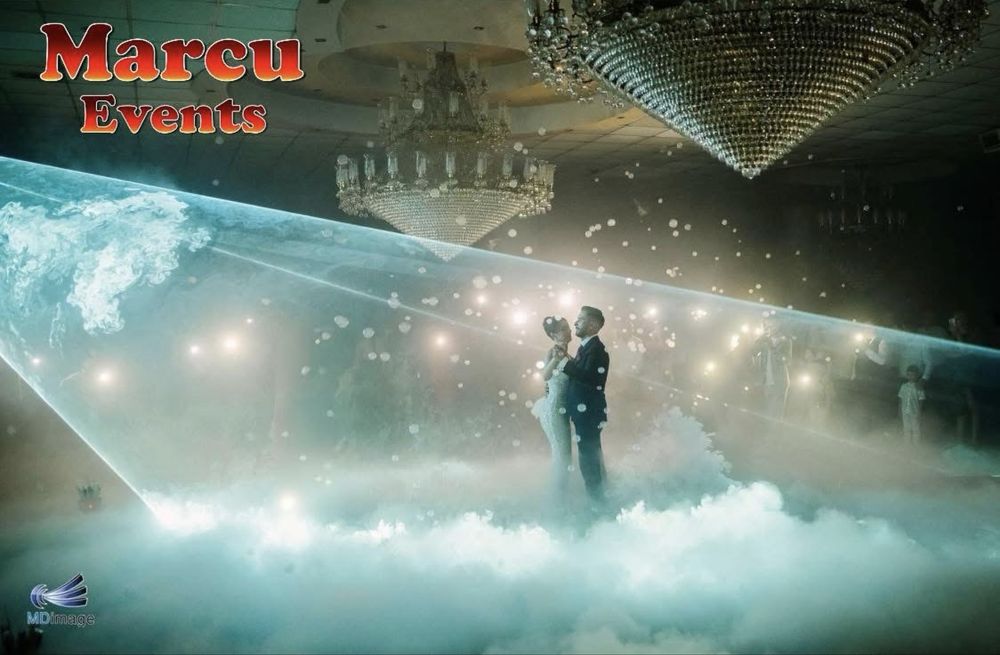 Fum greu, gheata carbonica, artificii, baloane , dansul mirilor Suceav