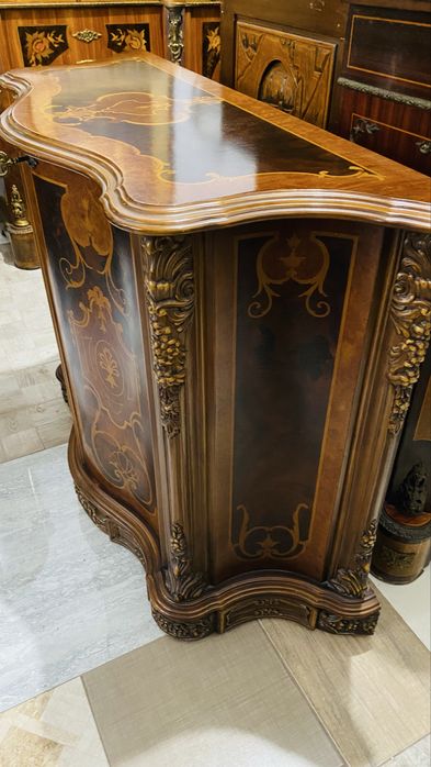 Comoda Lemn Intarsie Sculpturi Vintage