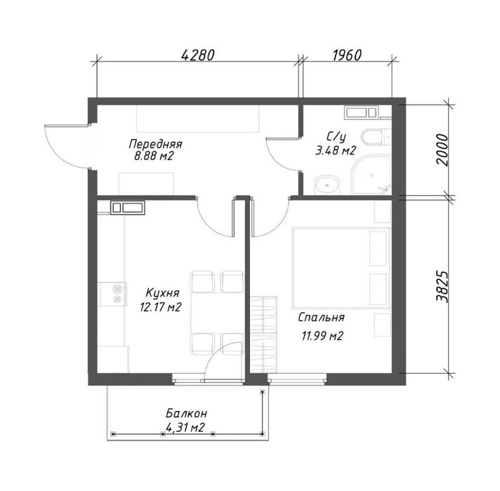 1-комнатная в ЖК "Ассалом Сохил"