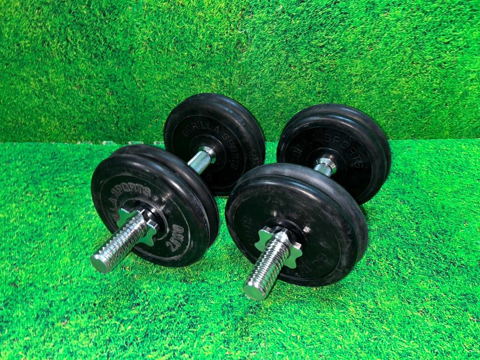 Set gantere din fier cauciucate 25kg 30/31mm