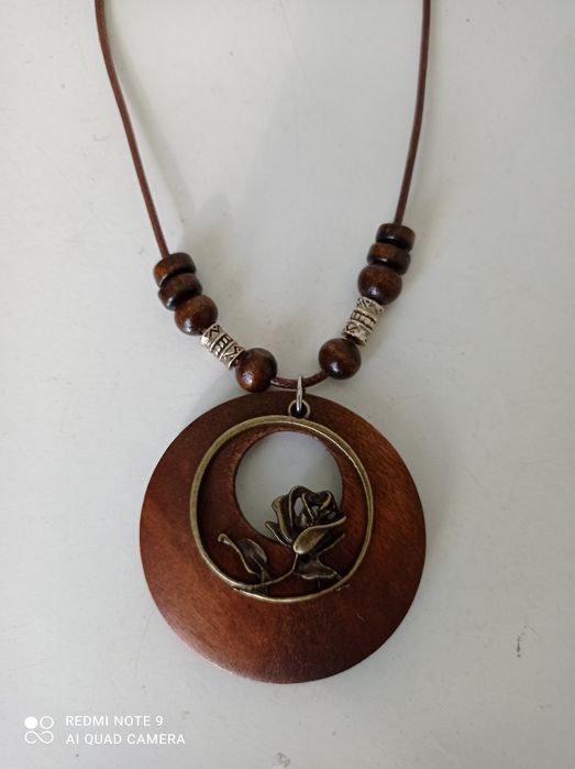 Ожерелье  винтажное дерево и металл