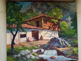 Селска къща - живопис, масло