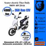Scuter electric alb-rosu-maro Thor Daily farapermis noi Agramix