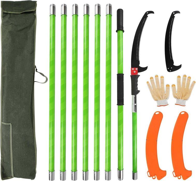 Fierastrau telescopic, 8 m, extensibil, verde