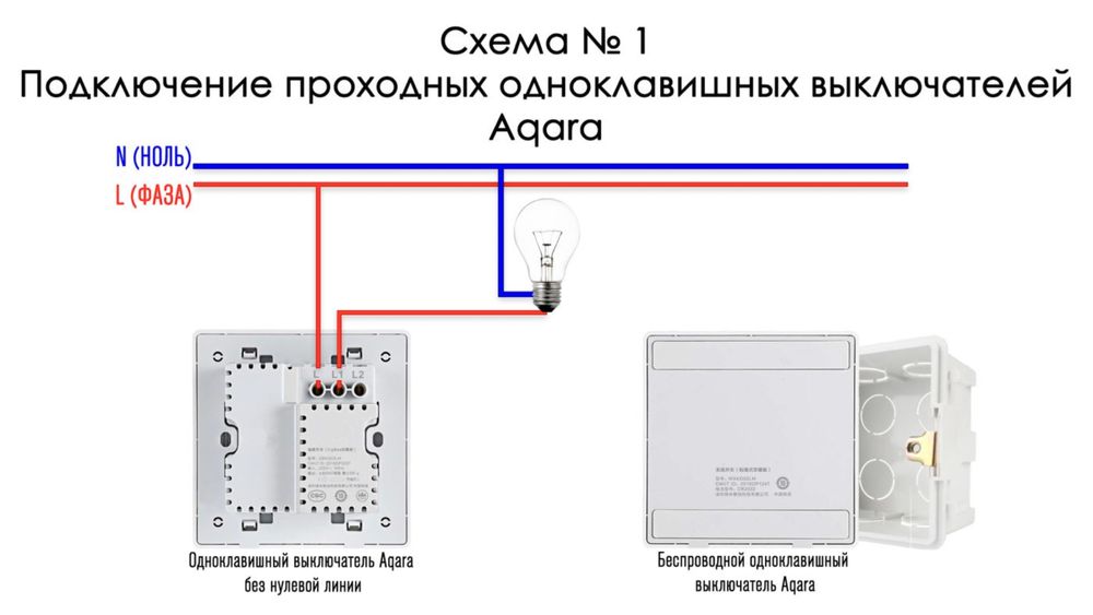 Умный выключатель Aqara. Одноклавишный, без нейтрали. Алиса