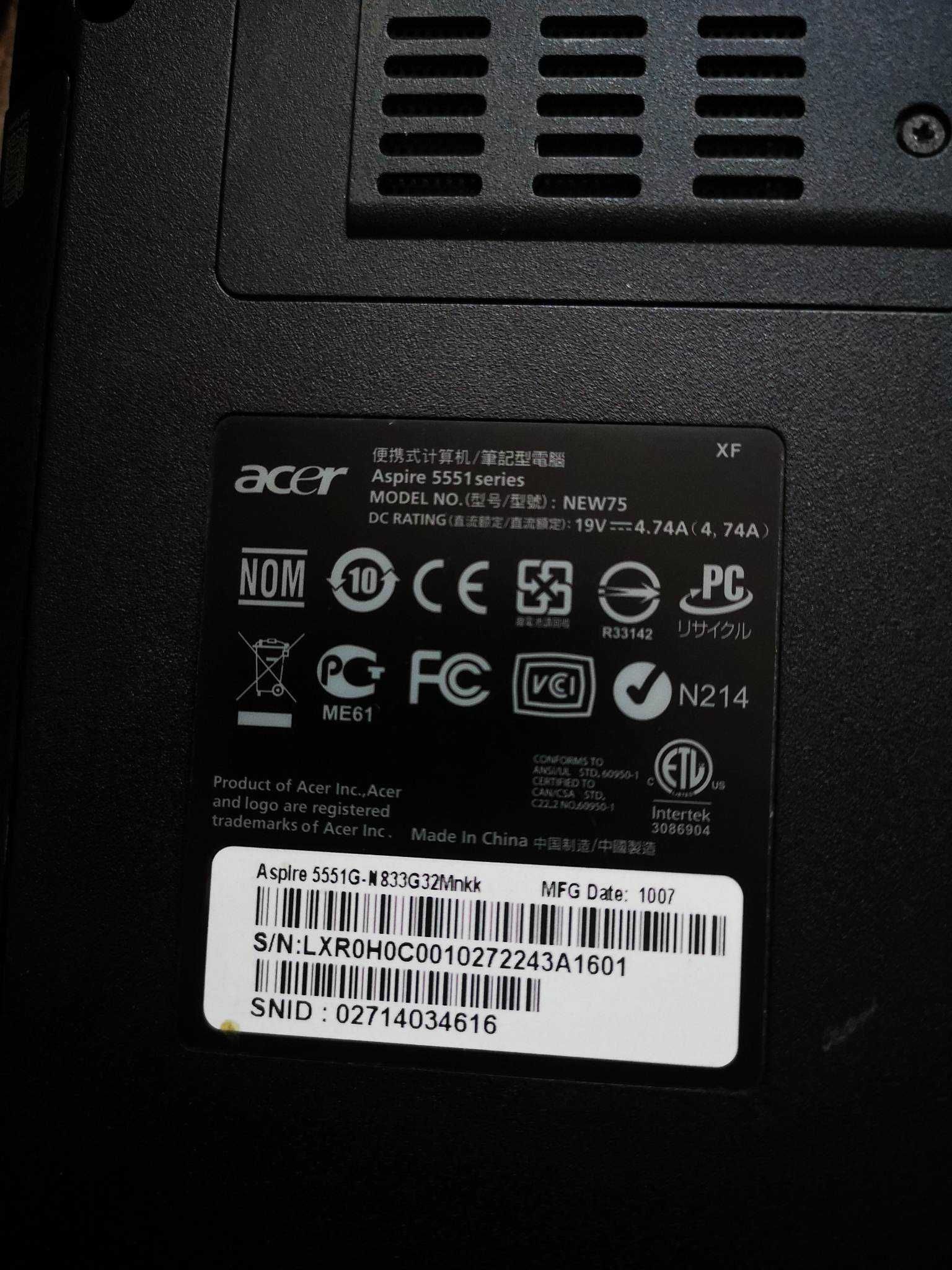 Acer aspire  5551