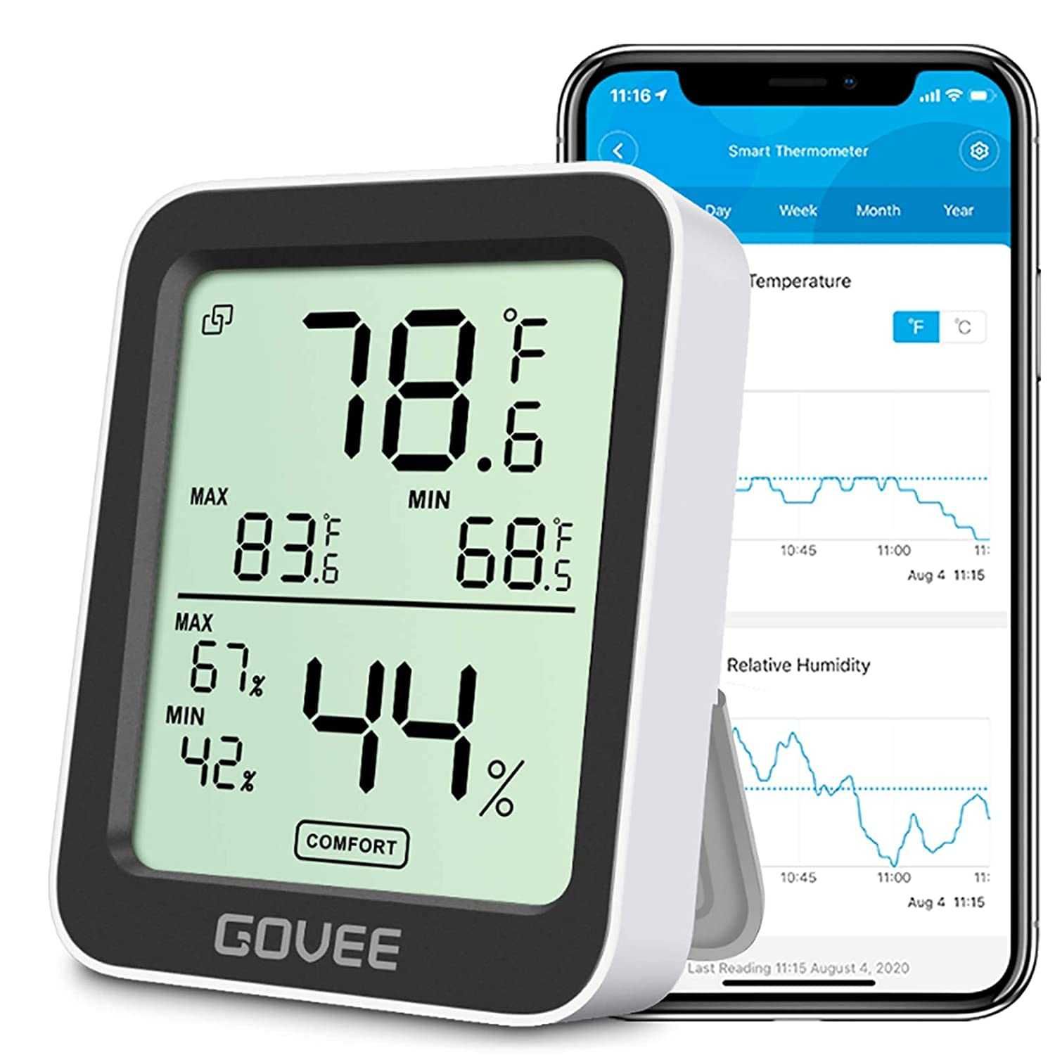 Govee Bluetooth термометър и хигрометър H5075 с LCD дисплей