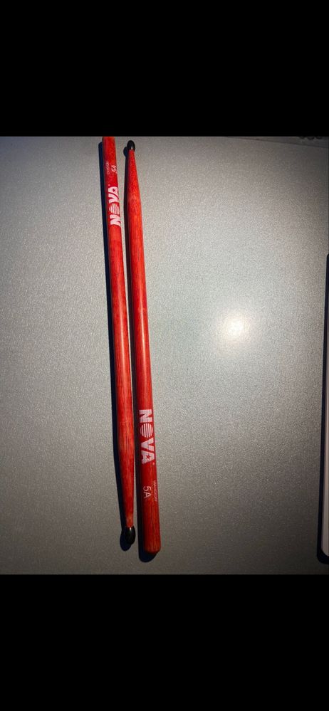 Set 2 bete pentru tobe Nova 5A, lemn, rosu