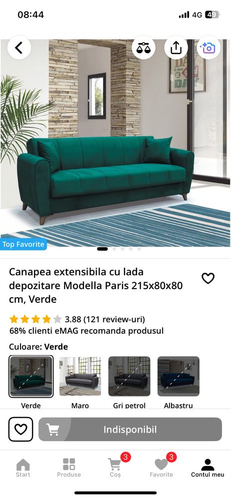 Canapea verde extensibila