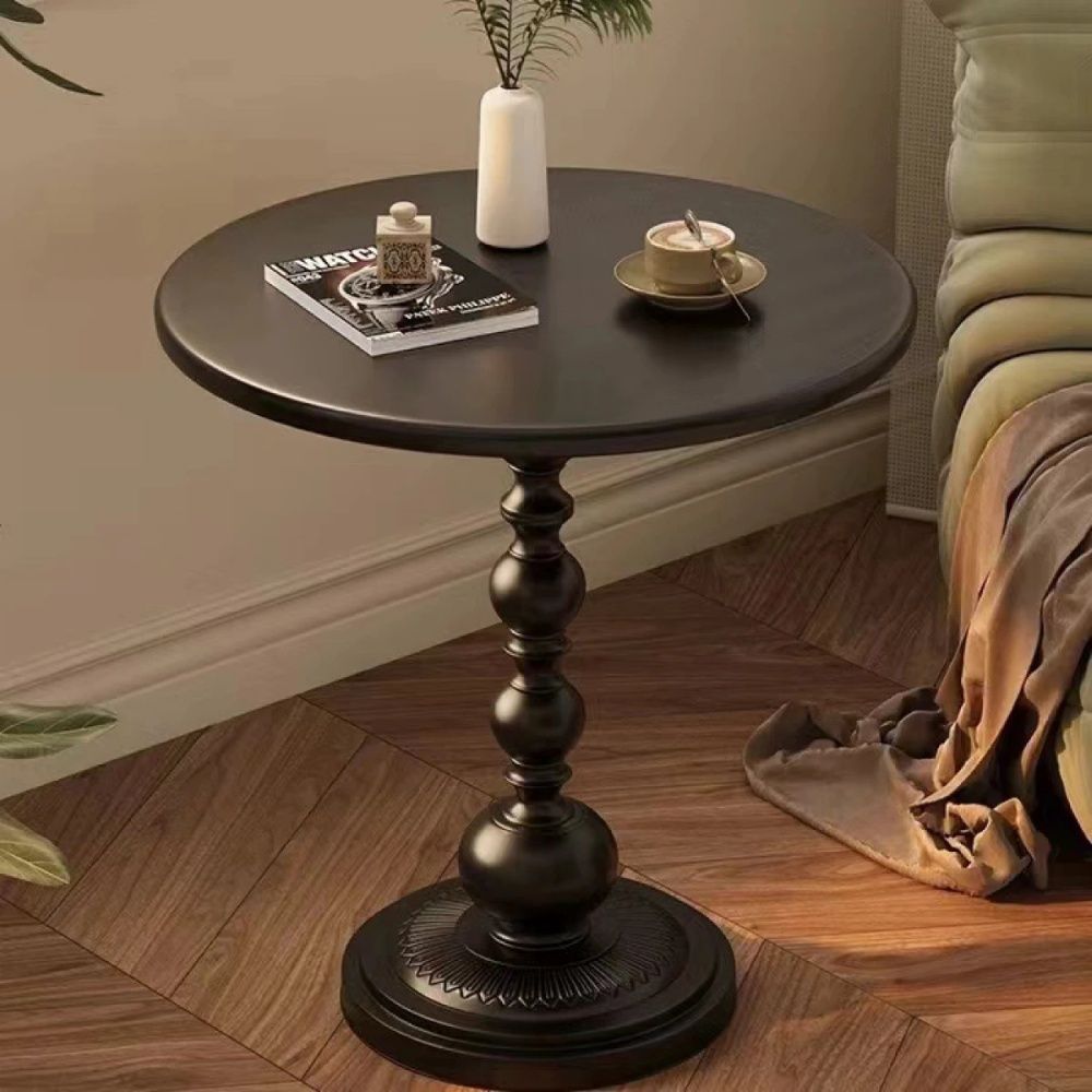 Masuta rotunda pentru cafea din fier, 52 x 38 cm, negru