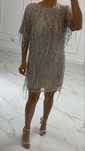 Rochie Nasy gal superba cu franjuri roz pudra