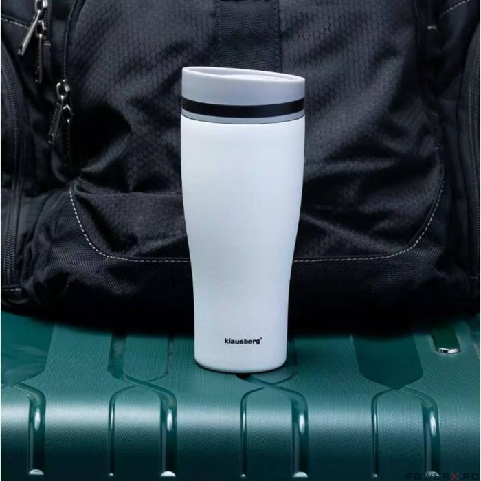 Cana termica, alba, 380ml, termos, inox, Klausberg