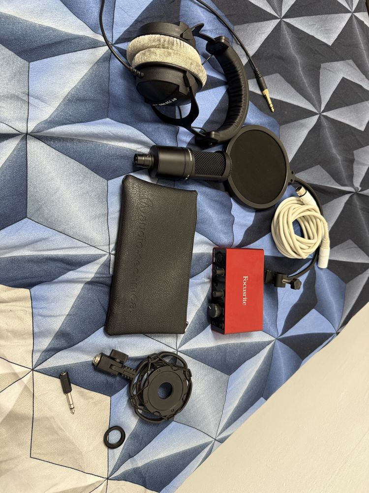 Pachet AT2020, Scarlett Solo, DT770 PRO + stativ,cablu 5M,shockmount