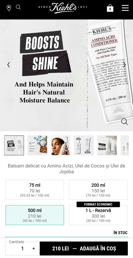 Set Kiehl's păr corp hidratare ulei cocos jojoba vanilie migdale cadou