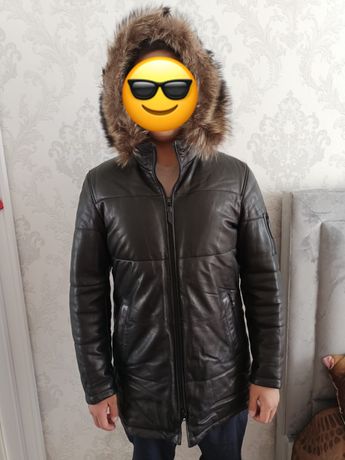 Кожанная зимняя мужская куртка