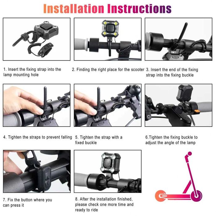 Far + sonerie electronica bicicleta trotineta electrica incarcare USB