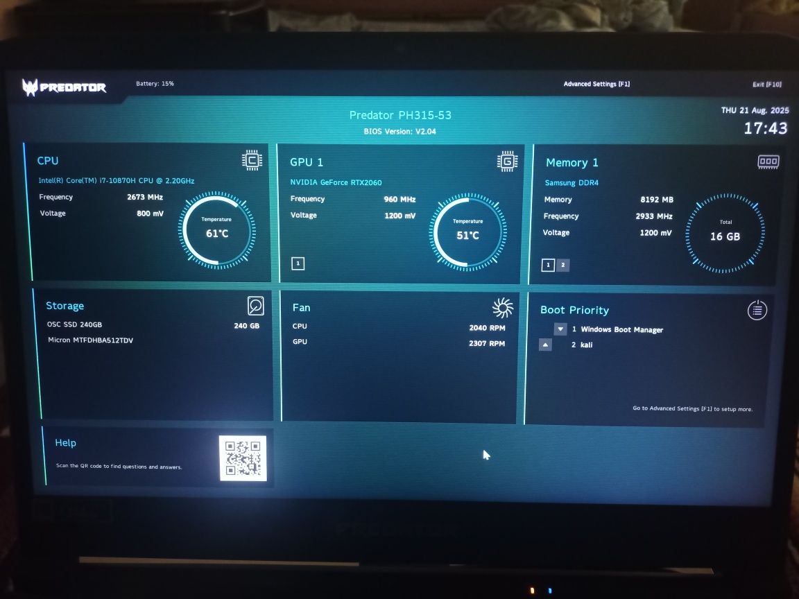 Acer predator Helios 300