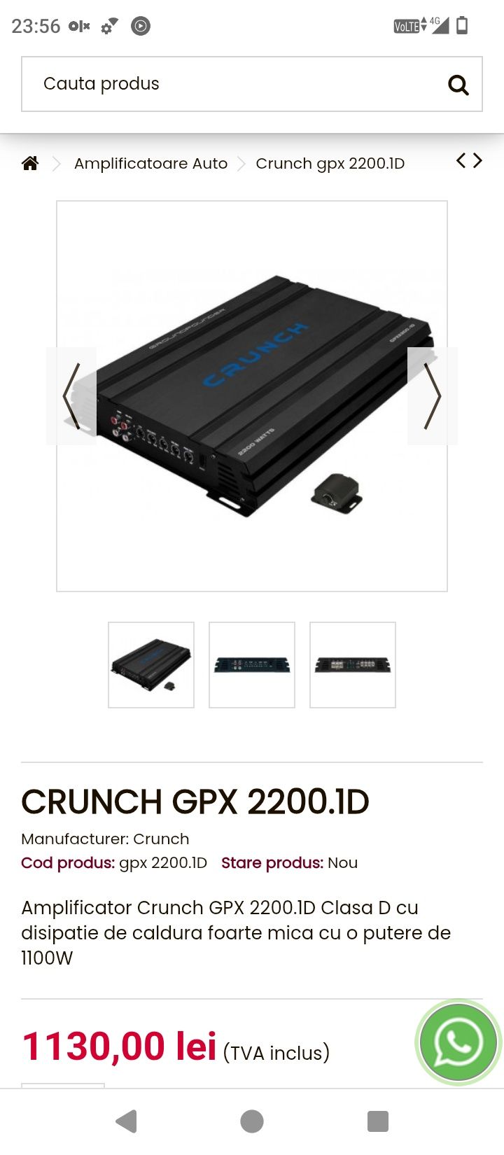 Vand subwoofer crunch gts 800