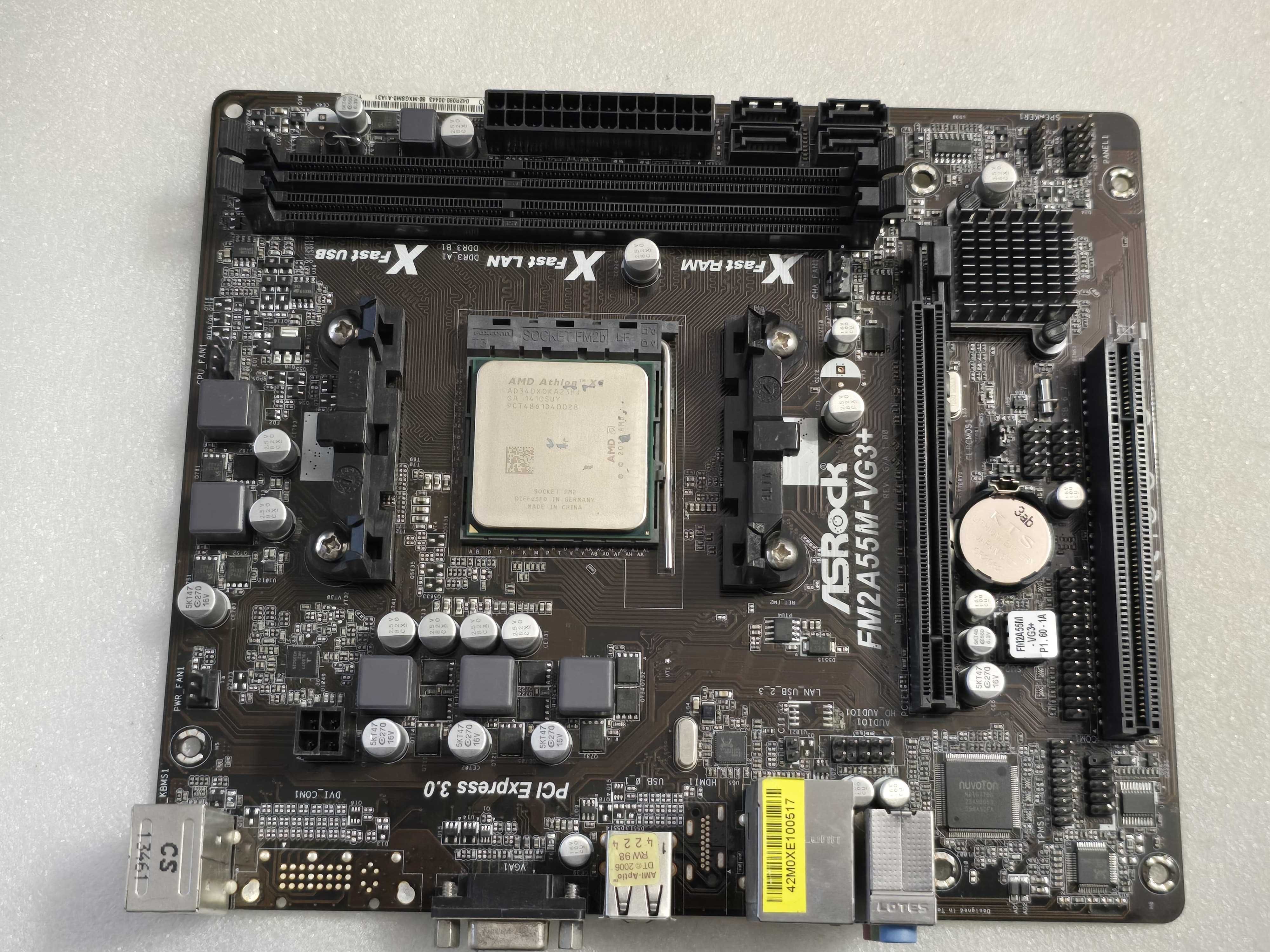 Placa de baza ASRock, FM2A55M-VG3+, Socket FM2+, + AMD Athlon X2 340