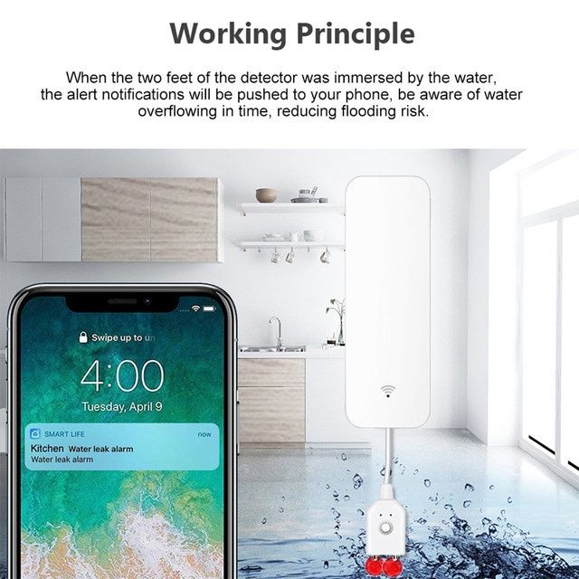 Tuya Smart WiFi или ZigBee НОВ Сензор за засичане теч/наводненение