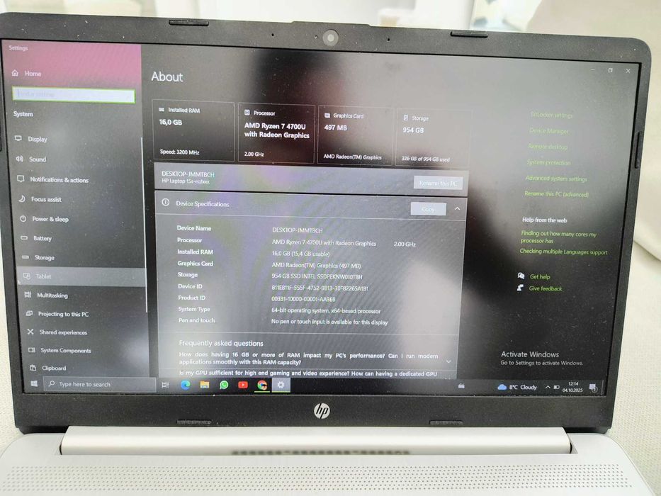 Laptop HP  AMD Ryzen™ 7 4700U, 15.6", Full HD, 16GB, 1TB SSD