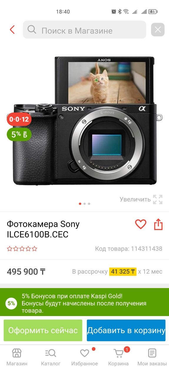 Sony a6100 Без зеркальный фотоаппарат в идеальном состоянии