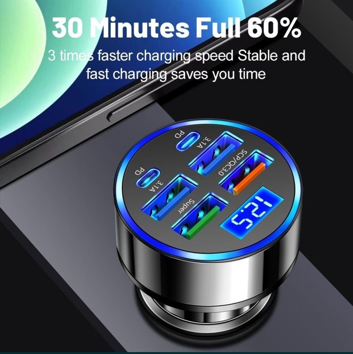 Încarcator Auto Priza Bricheta Fast Charger 12/ 24V