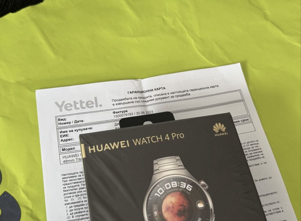 КАТО НОВ 48mm Huawei watch 4 Pro LTE Yettel Гаранция 2025г. Titanium