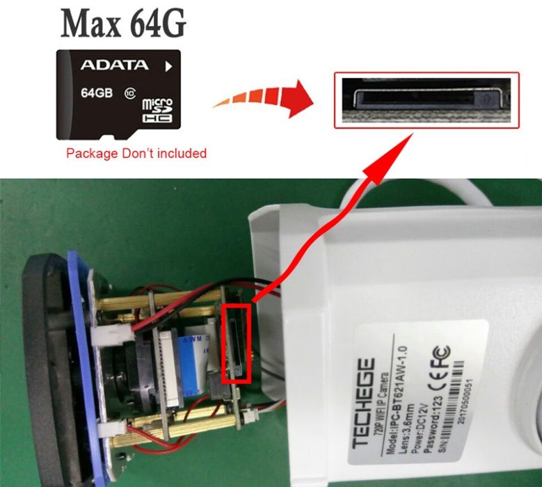 Camera exterioara WiFi card IR detectie miscare Techege Mini 720p