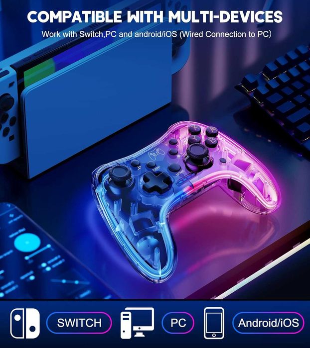 HASACOOL Wireless Controller Joystick Nintendo Switch RGB